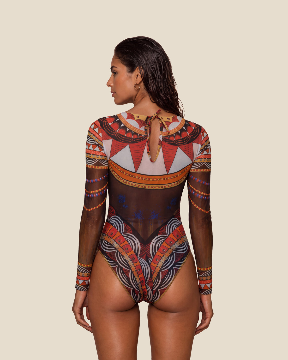 Africa One-Piece Swimsuit with Sleeves