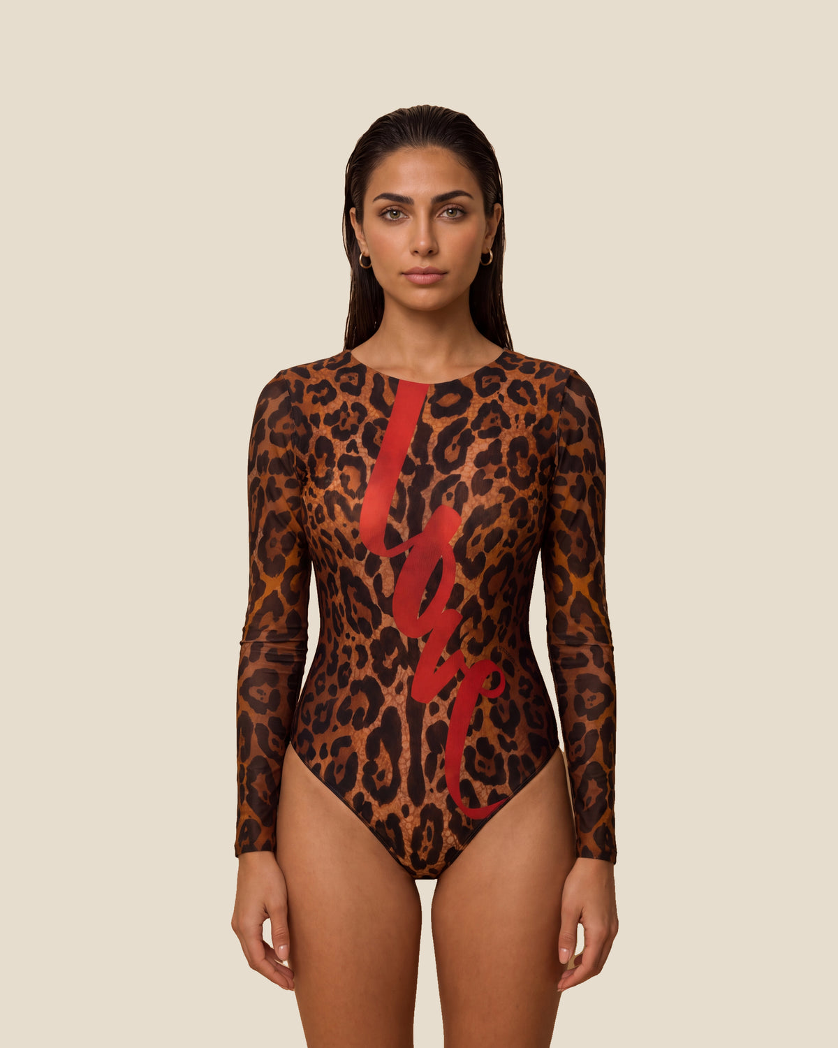 Love One-Piece Swimsuit with Sleeves