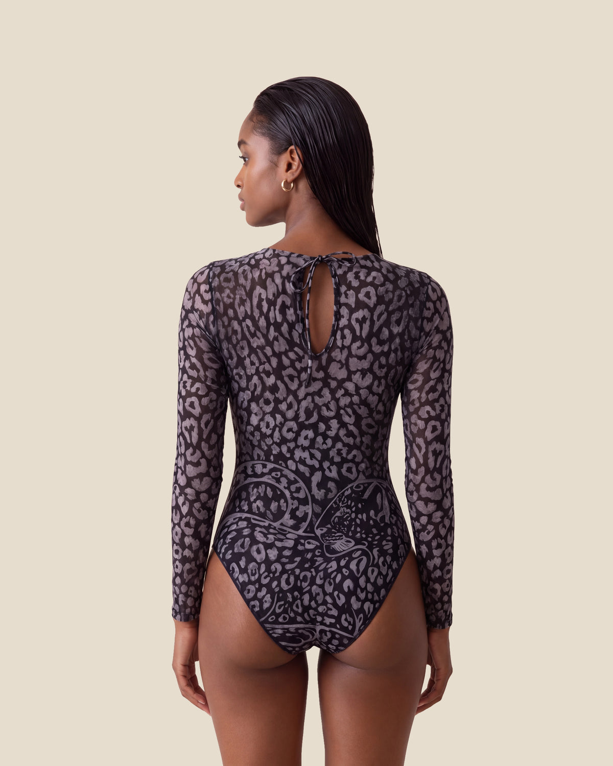 Meow One-Piece Swimsuit with Sleeves